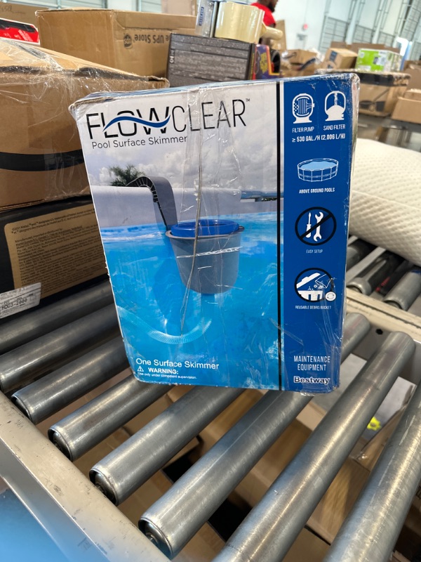 Photo 2 of Bestway Flowclear Wall Mount Surface Skimmer | Cleans Above Ground Pools | Attracts Floating Debris, One Size, Grey