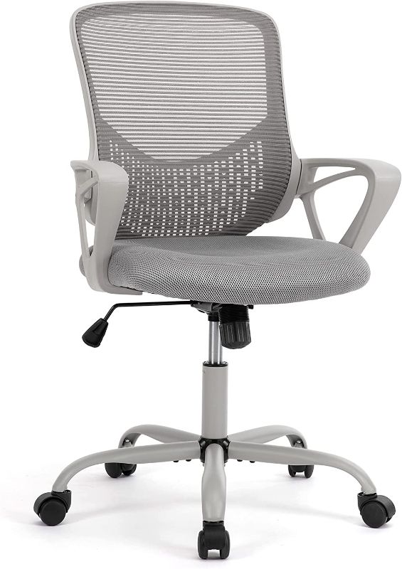 Photo 1 of Desk Chair Ergonimic Mesh Home Office Chair, Mid Back Adjustable Computer Task Chairs Swivel Rolling Office Desk, Grey