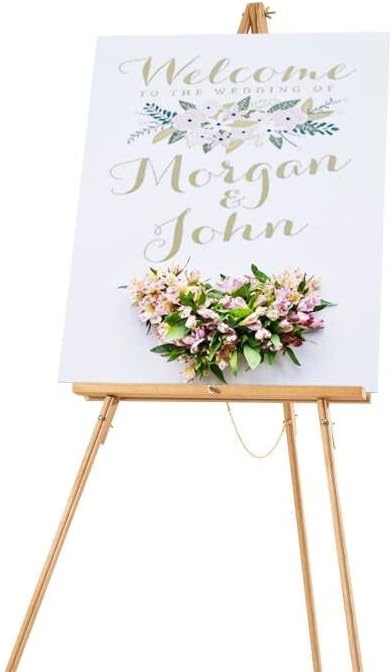 Photo 1 of A-Frame Tripod Easel Stand, Wooden Display Easel with Adjustable Canvas Holder, Floor Easel for Wedding Signs, Posters, Paintings, Artwork(Natural)