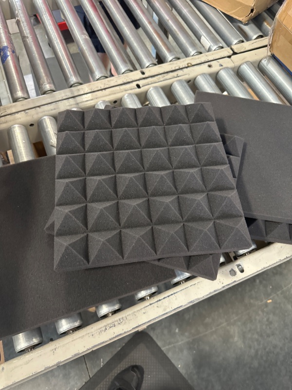 Photo 1 of Acoustic Sound Foam Panels, 6 Pack 2" X 12" X 12" Charcoal Soundproofing Treatment Studio Wall Padding Sound Absorbing Fireproof Pyramid Black Wall Panel