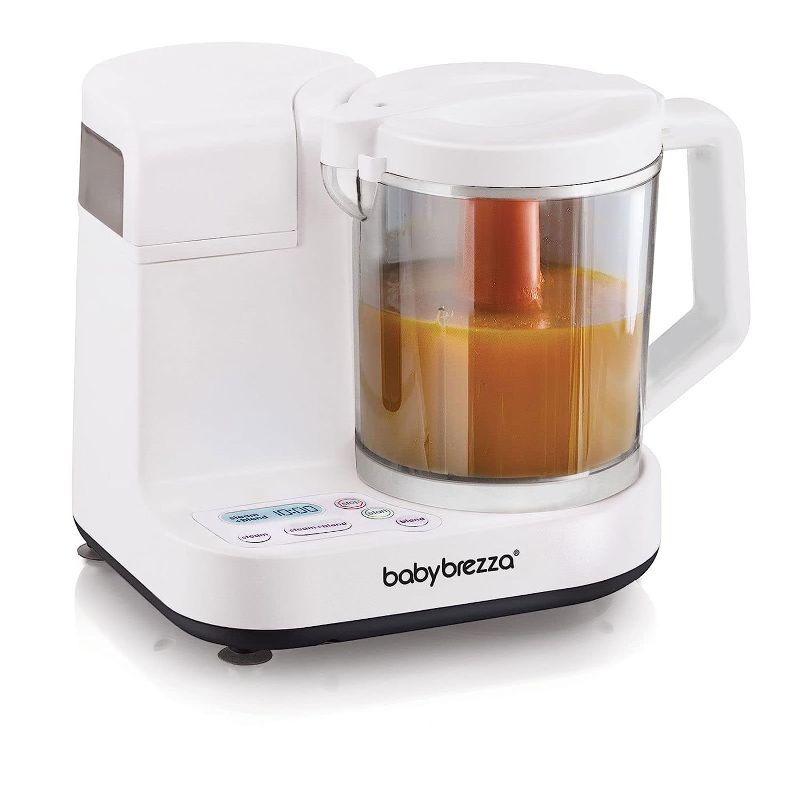 Photo 1 of Baby Brezza One Step Glass Baby Food Maker – Cooker and Blender to Steam and Puree Baby Food for Pouches in Glass Bowl - Make Organic Food for Infants and Toddlers – 4 Cup Capacity, White