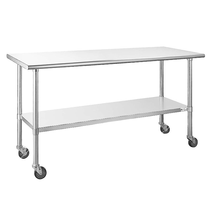 Photo 1 of ***PARTS ONLY*** Stainless Steel Table for Prep & Work 24 x 60 Inches with Caster Wheels, NSF Commercial Heavy Duty Table with Undershelf and Galvanized Legs for Restaurant, Home and Hotel