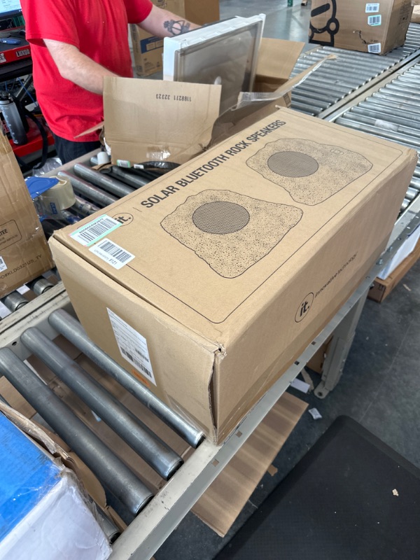 Photo 1 of Innovative Technology Outdoor Rock Speaker Pair - Wireless Bluetooth Speakers for Garden, Patio, Waterproof, Built for all Seasons & Solar Powered with Rechargeable Battery, Music Streaming - Charcoal