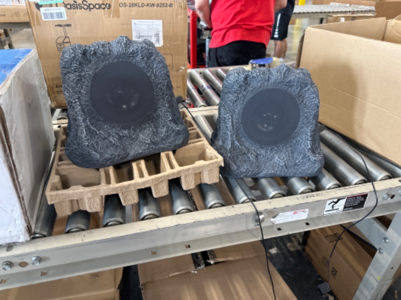 Photo 1 of Innovative Technology Outdoor Rock Speaker Pair - Wireless Bluetooth Speakers for Garden, Patio, Waterproof, Built for all Seasons & Solar Powered with Rechargeable Battery, Music Streaming - Charcoal
