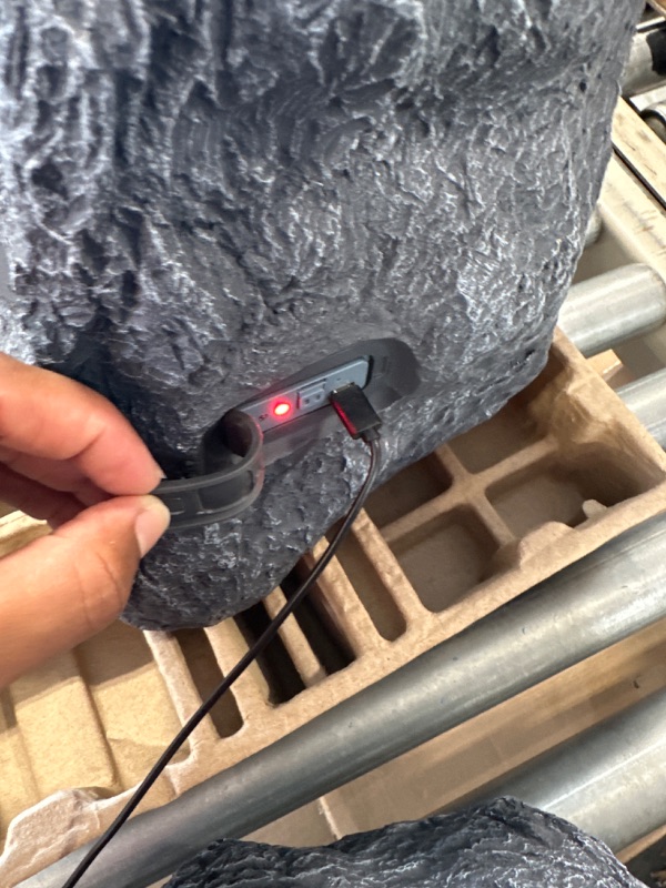 Photo 1 of Innovative Technology Outdoor Rock Speaker Pair - Wireless Bluetooth Speakers for Garden, Patio, Waterproof, Built for all Seasons & Solar Powered with Rechargeable Battery, Music Streaming - Charcoal