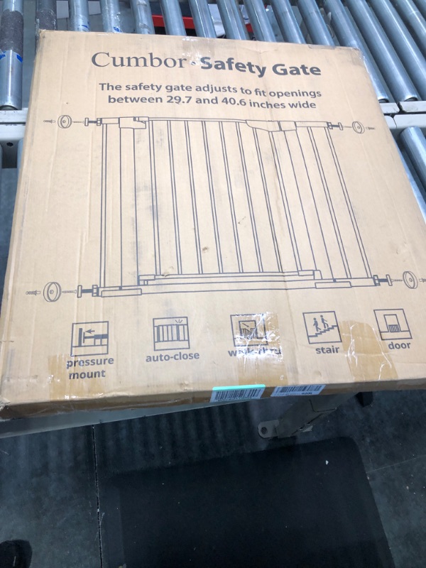 Photo 3 of Mom's Choice Awards Winner-Cumbor 29.5"-40.6" Width Pressure or Hardware Mounted Auto Close Safety Baby Gate, Durable Extra Wide Dog Gate for Stairs, Doorways, Easy Walk Thru Pet Gate for House 30.5" Tall Black