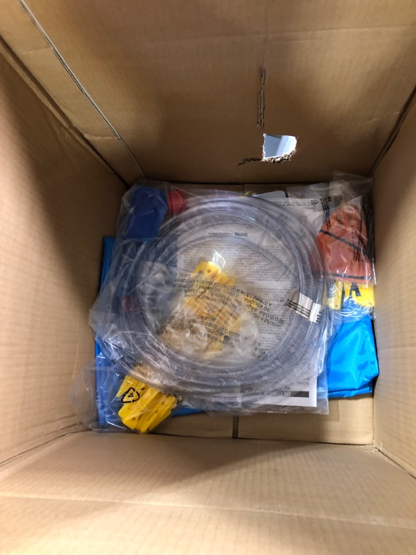 Photo 3 of Valwix Inflatable Bounce House with Blower, Bouncy Castle w/ Waterslide & Pool for Wet Dry Combo, Bouncer w/ Repair Kits, Fun Bounce Area with Basketball Hoop Green-Blue Bouncer