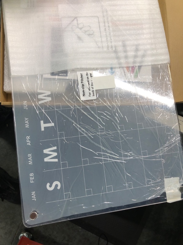 Photo 3 of Magnetic Acrylic Calendar for Fridge 17"x12" Clear Dry Erase Calendar Board for Refrigerator Includes 4 Dry Erase Markers and Eraser