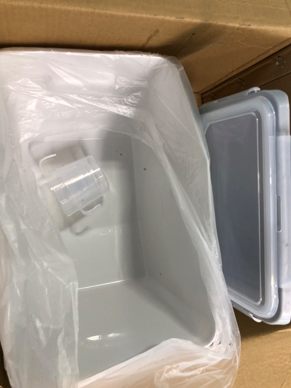 Photo 1 of Yi Ran Grain Rice Storage Bin Food Containers Set Leak Proof Locking Lid, Large Storage Boxes Plastic Cereal Pet Food 10kg(12L),Grey,2packs 2*10kg, Grey