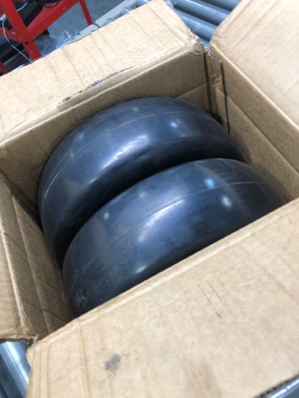 Photo 3 of 13x5.00-6" Flat Free Lawn Mower Tire, Zero Turn Mower Front Tire,Lawn Garden Turf Solid Tire and Wheel Assembly with Steel Rim, 3/4" Grease Bushing and 3.25"-5.9" Centered Hub, 2 pack