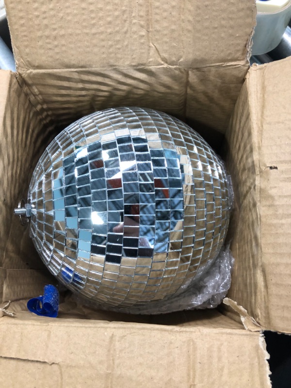 Photo 2 of Alytimes Mirror Disco Ball - 8-Inch Cool and Fun Silver Hanging Party Disco Ball –Big Party Decorations, Party Design