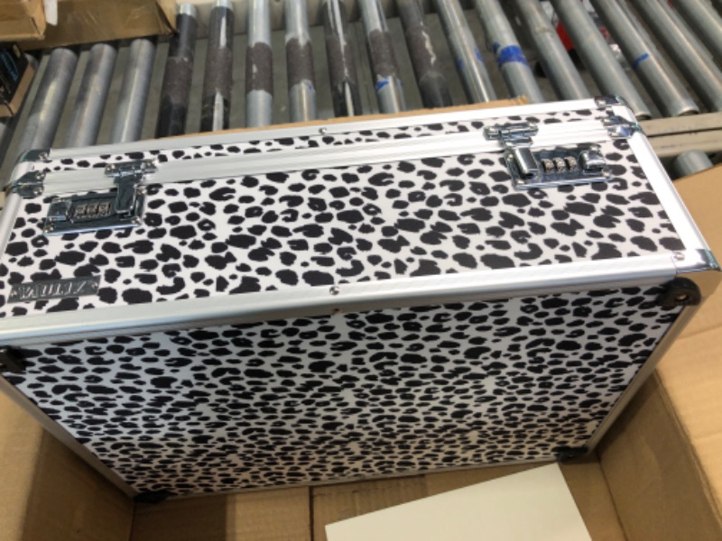 Photo 2 of Vaultz Locking Storage Chest/Dorm Storage with Dual Combination Locks, Black & White Leopard Print (VZ03972)