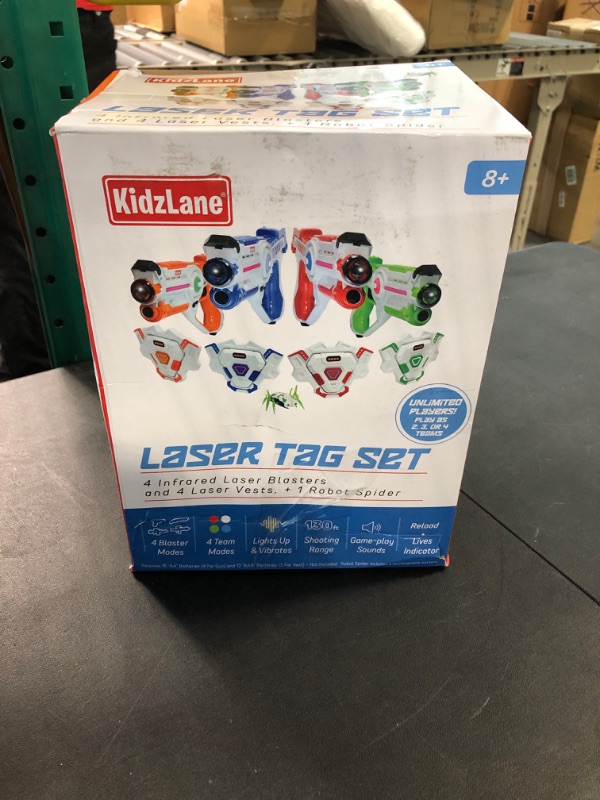 Photo 1 of Kidzlane Laser tag Set – Lazer Tag Set of 4 with Vest and Laser Tag Spider Target – Laser Tag Game for Kids Boys Age 8+ - Indoor or Outdoor Fun Toy for Kids, Teens Boys and Girls 4 Pack