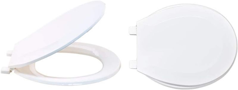 Photo 1 of  Plastic Round Toilet Seat with Lid, White 1 x 14.5 x 15.75"
