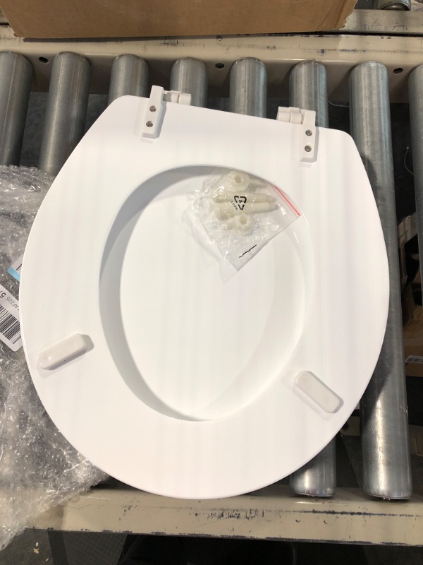 Photo 2 of  Plastic Round Toilet Seat with Lid, White 1 x 14.5 x 15.75"