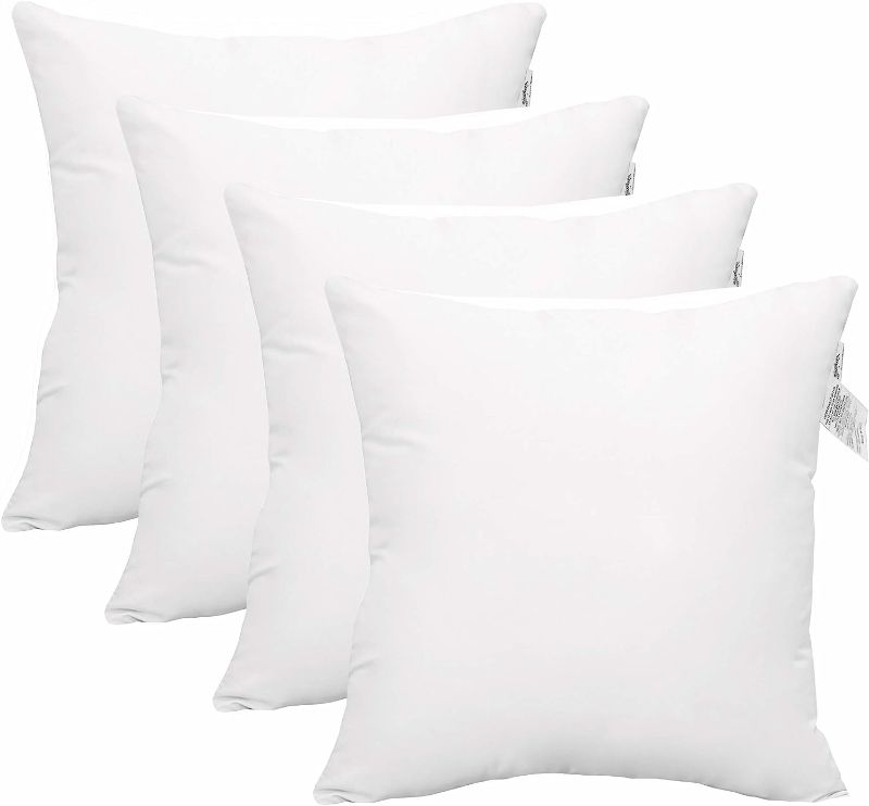 Photo 1 of 20x20 Pillow Inserts (Pack of 4) Hypoallergenic Throw Pillows Forms | White Square Throw Pillow Insert | Decorative Sham Stuffer Cushion Filler for Sofa, Couch, Bed & Living Room Decor