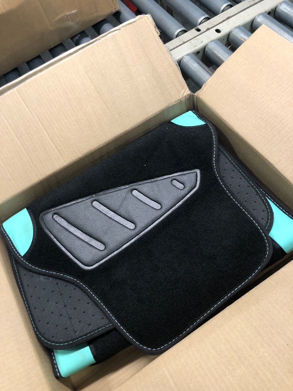 Photo 2 of CAR PASS Waterproof Universal Fit Car Floor Mats, Teal Car Mats Fit for SUV,Vans,sedans, Trucks,Set of 4pcs Car Carpet for Women(Black with Mint)