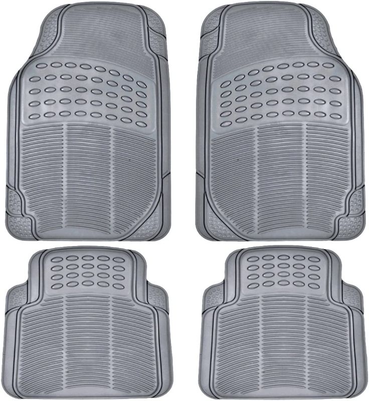 Photo 1 of BDK All Weather Rubber Floor Mats for Car SUV & Truck - 4 Pieces Set (Front & Rear), Trimmable, Heavy Duty Protection (Grey), 1 Count (Pack of 1)