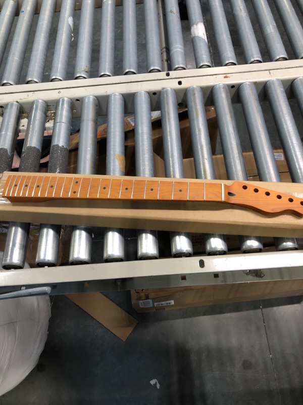 Photo 3 of 22fret Yellowish Matte 9.5" Electric Guitar Neck TL Canadian Roasted Maple Electric Guitar Neck, Cow Bone Nut