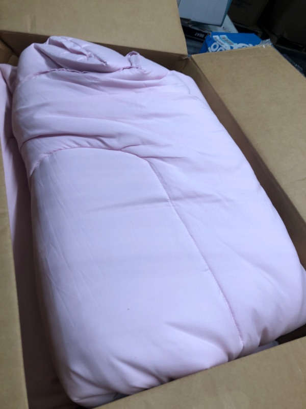 Photo 3 of Amazon Basics Kid's Comforter Set - Soft, Easy-Wash Microfiber - Twin, Light Pink Light Pink Twin