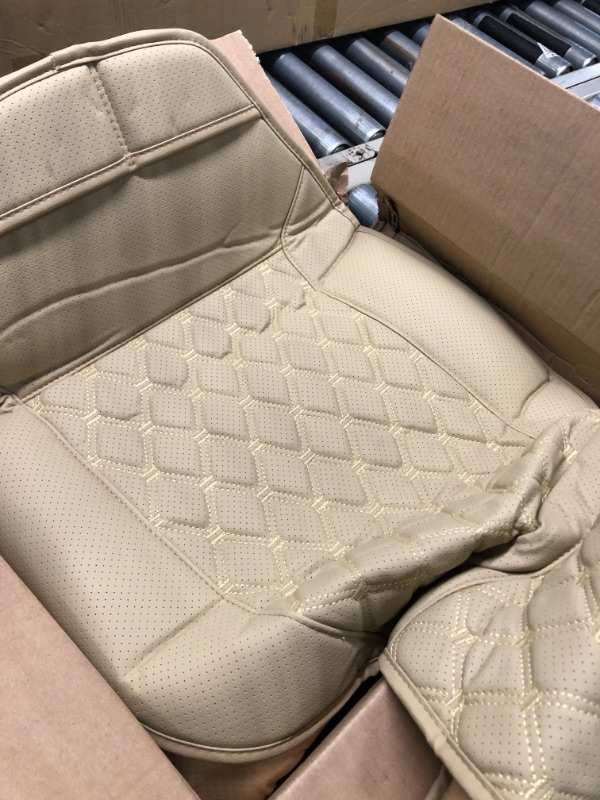 Photo 1 of Black Panther 1 Pair Car Seat Covers, Luxury Car Protectors, Universal Anti-Slip Driver Seat Cover with Backrest,Diamond Pattern (Beige) Diamond Pattern - Beige
