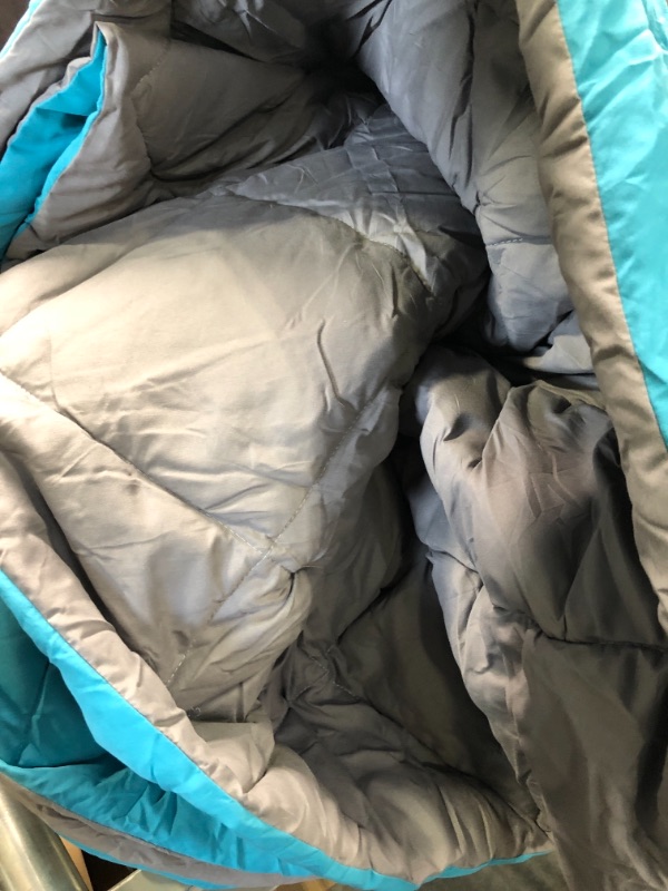 Photo 3 of Cosybay Down Alternative Comforter (Algiers Blue/Dark Grey, Queen) - All Season Soft Quilted Queen Size Bed Comforter -Lightweight Duvet Insert with Corner Tabs -Winter Summer Warm Fluffy, 88x92inches Queen Algiers Blue/Dark Grey