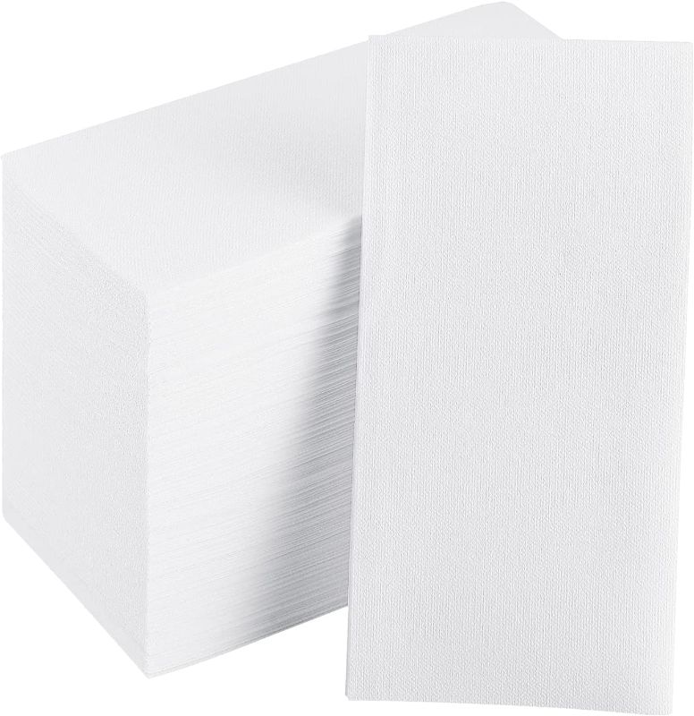 Photo 1 of [100 Pack] FOCUSLINE Disposable Bathroom Napkins White, Linen Feel Guest Towels, Wedding Napkins, Paper Napkins, Soft and Absorbent Paper Hand Towels for Bathroom, Parties, Weddings, Dinners or Events