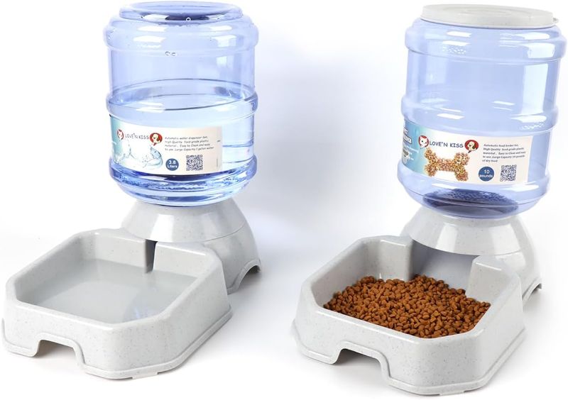 Photo 1 of 2 Pack Automatic Dog Cat Feeder and Water Dispenser ,Gravity Multi Pet Drinking Fountain , Set with Pet Food Bowl for Medium Dog Puppy Kitten, Big Capacity 1 Gallon x 2 (Waterer+Feeder)
(BRAND NEW IN FACTOREY PACKAGING. OPENED FOR QUALITY CHECK/PICTURES.)
