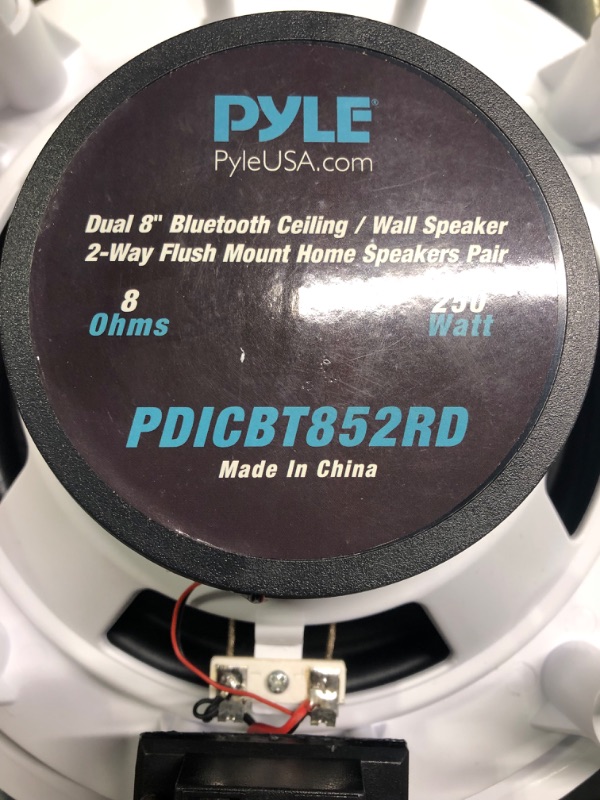 Photo 1 of 8” Ceiling Wall Mount Speakers - Pair of 2-Way Midbass Woofer Speaker 70v Transformer Directable 1” Titanium Dome Tweeter Design w/ 55Hz-22kHz Frequency Response & 250 Watts Peak - Pyle  White
(BRAND NEW IN BOX. OPENED FOR QUALITY CHECK/PICTURES.)