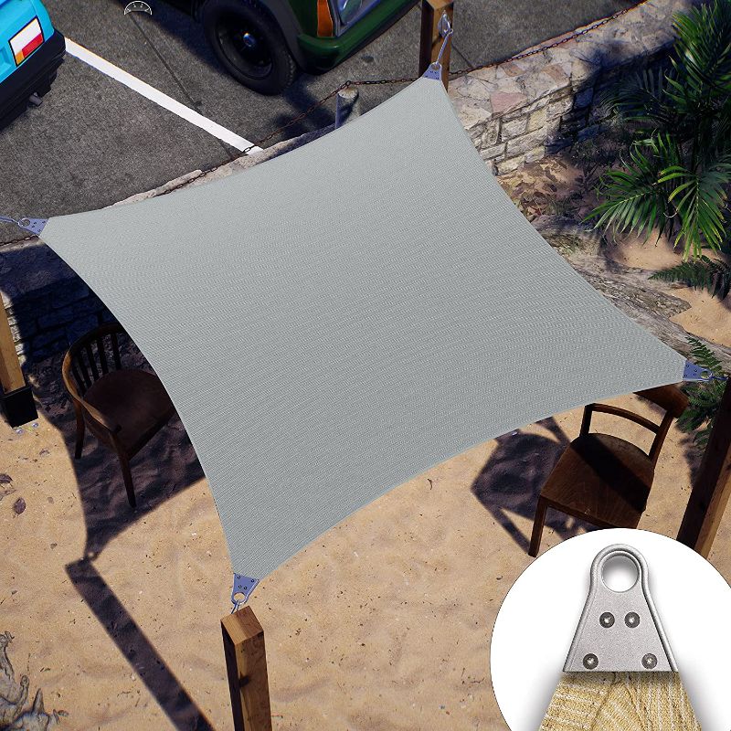 Photo 1 of 22' x 24' Grey Rectangle Super Ring Sun Shade Sail Canopy Structure, Super Durable Heavy Duty, Reinforced Corners, Edges & 260 GSM Permeable Fabric