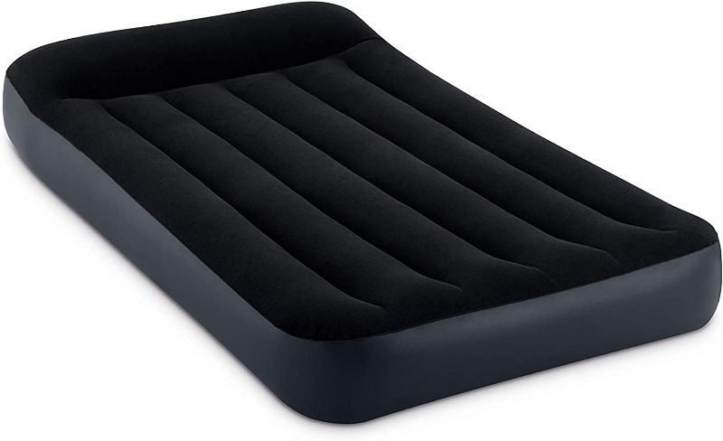 Photo 1 of  Standard Pillow Rest Air Mattress: Fiber-Tech – Twin Size – Built-in Electric Pump – 10in Bed Height – 300lb Weight Capacity,Navy