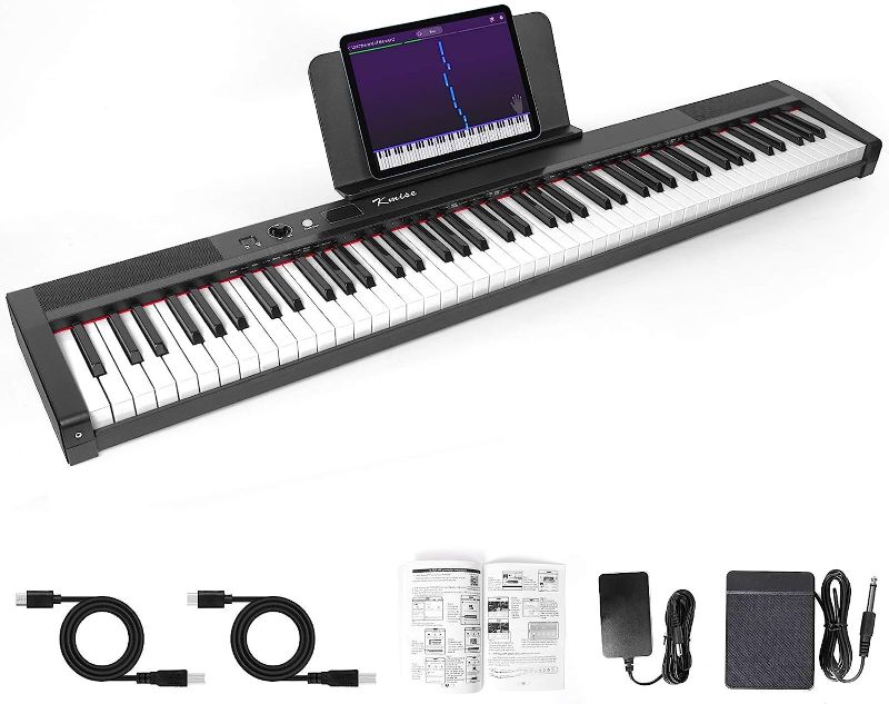 Photo 1 of Keyboard 88 Key Full Size Semi Weighted Electronic Digital Piano with Music Stand,Power Supply,Sustain Pedal,Bluetooth,MIDI,for Beginner Professional at