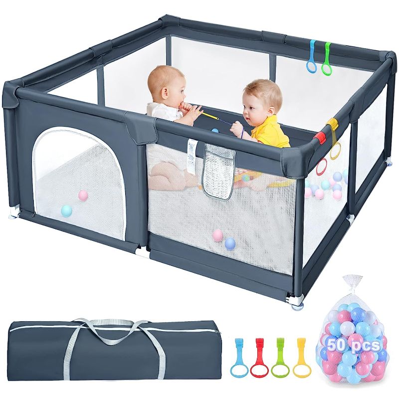 Photo 1 of Baby Playpen, Playpen for Babies and Toddlers, Baby Play Pen for Toddler, Baby Playard with Gate, 50×50 inch Sturdy Safety Baby Fence with