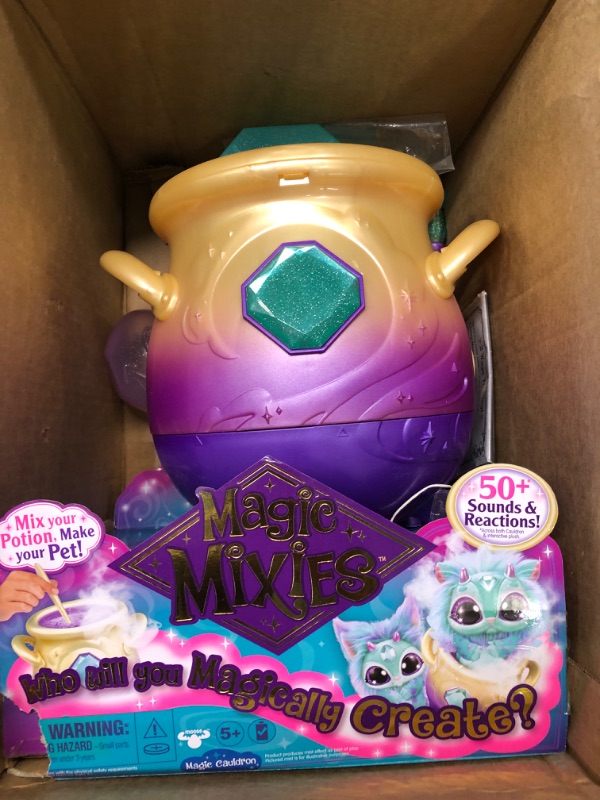 Photo 3 of Magic Mixies Magical Misting Cauldron with Interactive 8 inch Blue Plush Toy and 50+ Sounds and Reactions, Multicolor