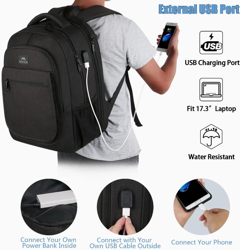 Photo 1 of MATEIN Large Travel Backpack, TSA Expandable Laptop Backpack with USB Charging Port, Anti Theft Computer Bag Fit 17.3 Inch Laptop Water Resistant...
