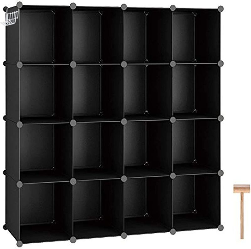 Photo 1 of BASTUO Cube Storage Organizer, 12 DIY Plastic Closet Organizer Cabinet, Modular Bookcase Storage Shelves, Cube Organizer with Doors for Office, Livingroom, Black