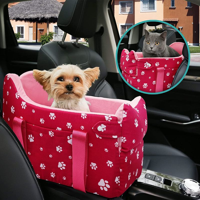 Photo 1 of BLACK Cullaby Small Dog Car Seat Center Console for Small Dogs Under 20 lbs, Dog Booster Car Seat for Small Dogs
