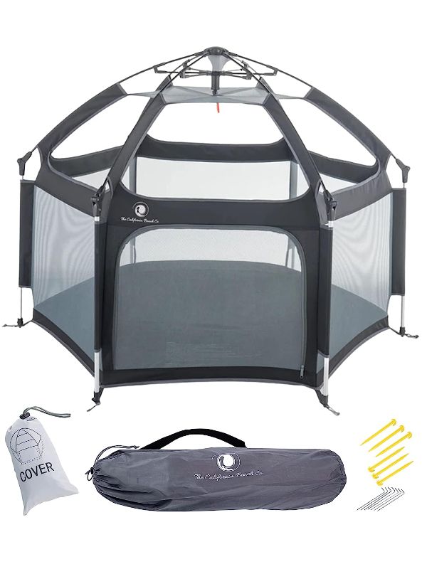 Photo 1 of POP 'N GO Premium Indoor and Outdoor Baby Playpen - Portable, Lightweight, Pop Up Pack and Play Toddler Play Yard w/Canopy and Travel Bag - grey