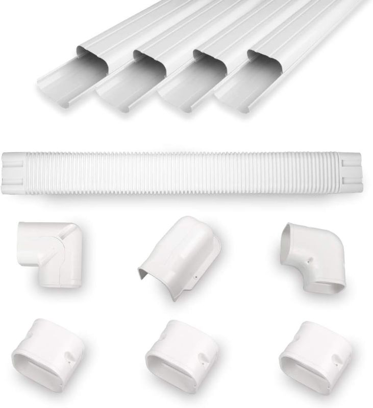 Photo 1 of 4" W 14Ft Decorative PVC Line Set Cover Kit for Mini Split Air Conditioners, HVAC Heat Pumps 7,000-36,000 BTU Units