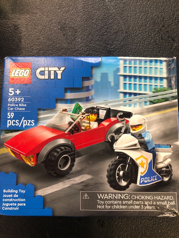 Photo 1 of LEGO City Police Bike Car Chase 60392, Toy with Racing Vehicle & Motorbike Toys for 5 Plus Year Olds, Kids Gift Idea, Set Featuring 2 Officer Minifigures