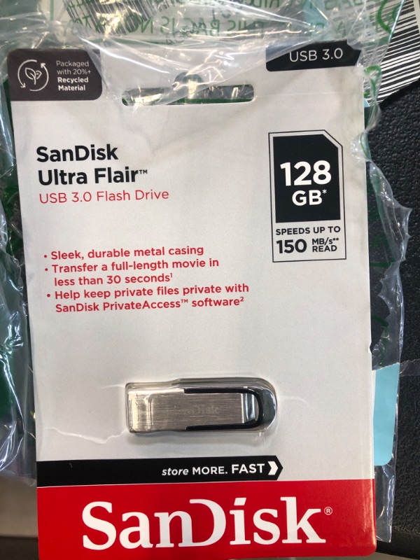 Photo 1 of SanDisk 128GB Ultra Flair USB 3.0 Flash Drive - SDCZ73-128G-G46