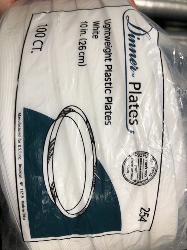 Photo 1 of Blue Sky Trading Dinner Plates White Lightweight Plastic Plates - 10" | Pack of 100