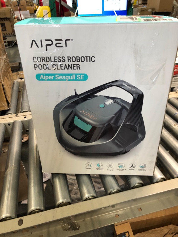 Photo 3 of (2023 Upgrade) AIPER Seagull SE Cordless Robotic Pool Cleaner, Pool Vacuum Lasts 90 Mins, LED Indicator, Self-Parking, Ideal for Above/In-Ground Flat Pools up to 40 Feet - Gray