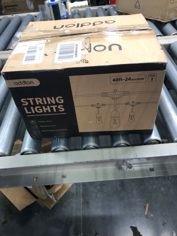 Photo 1 of addlon 48 FT Outdoor String Lights Commercial Grade Weatherproof Strand, 18 Edison Vintage Bulbs(3 Spare), 15 Hanging Sockets, ETL Listed Heavy-Duty Decorative Christmas Lights for Patio Garden 48FT Black