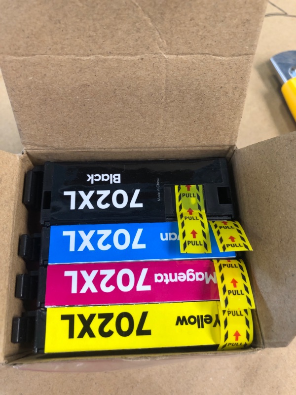 Photo 2 of 702 702XL Ink Cartridges Remanufactured Ink Cartridges for Epson 702XL 702 T702 T702XL Ink Cartridges High Yield to use with Epson Workforce Pro WF-3720 WF-3730 WF-3733 (4 Pack, BCMY)