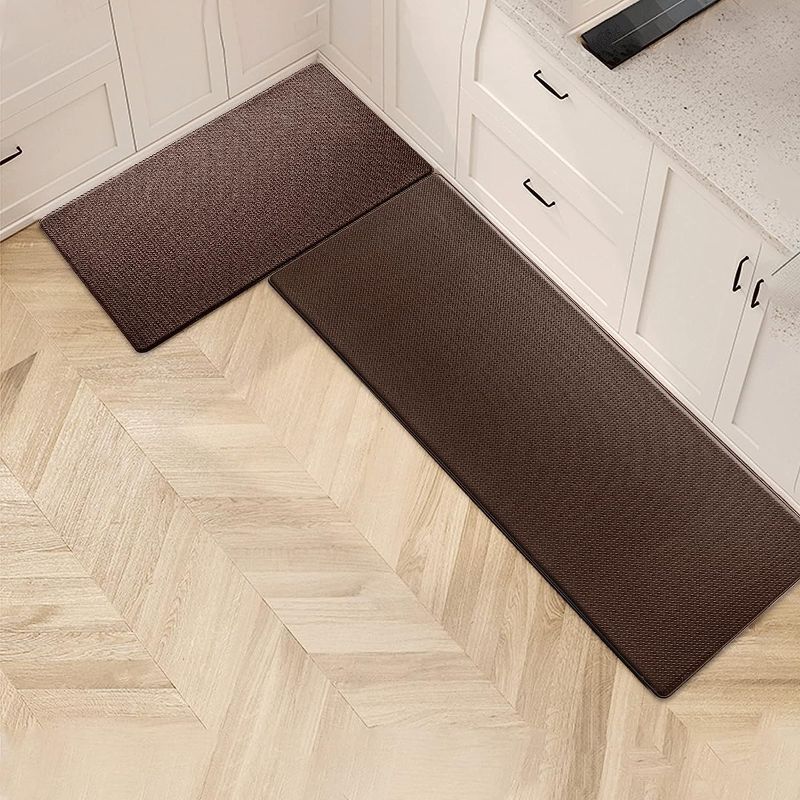 Photo 1 of Artnice Foot Mat for Standing Desk 2 Piece, Brown, Anti Fatigue Cushion Kitchen Mat for Standing, Waterproof Kitchen Mats for Floor,Work Place, Kitchen,Living Room,Laundry