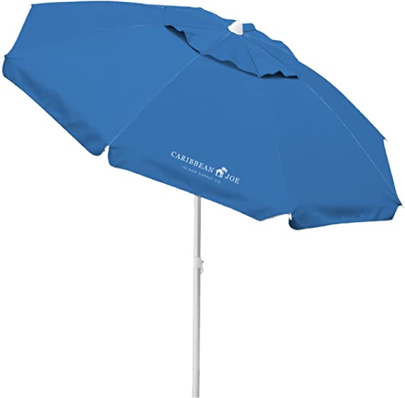 Photo 1 of Beach Umbrella, Portable and Adjustable Tilt Sun Umbrella with UV Protection, Vented Canopy, Sand Screw Anchor, Full 6.5 ft