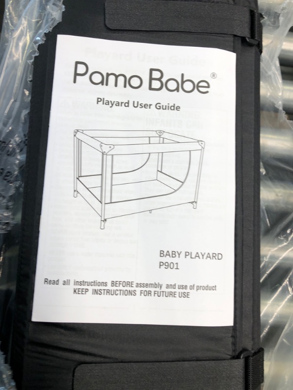 Photo 3 of Pamo Babe Portable Crib for Baby, Portable Baby Playpen with Bassinet and Changing Table black and grey 