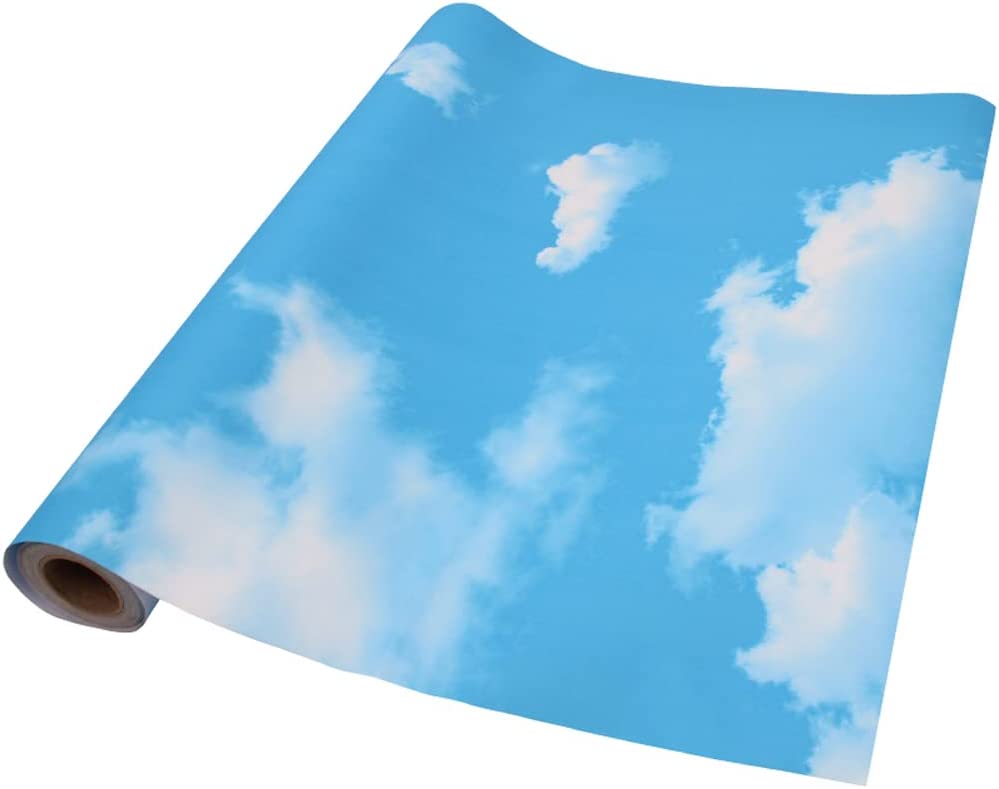 Photo 1 of  Peel and Stick Contact Paper Blue Sky Clouds Pattern Wallpaper Vinyl for Kitchen Wall Art Crafts Decor 24x117 Inch