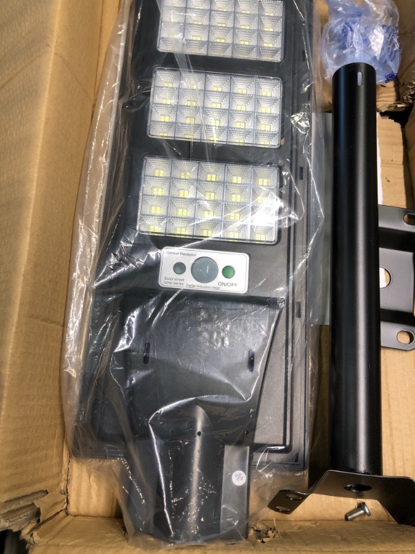 Photo 4 of 350W Solar Street Light Outdoor, 400LED Solar Flood Lights Outdoor Dusk to Dawn Motion Sensor, with Remote Control & Bracket, Security Solar Outdoor Lights IP66 Waterproof Lamp for Yard Garden Street